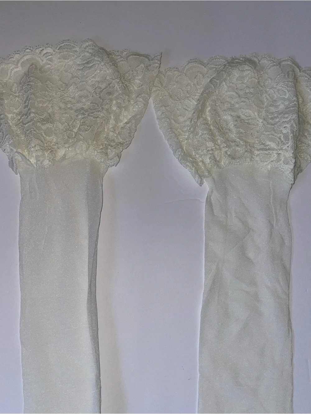 NWOT 3 Pair Cream Off White Lace Top Thigh Hi Stockings